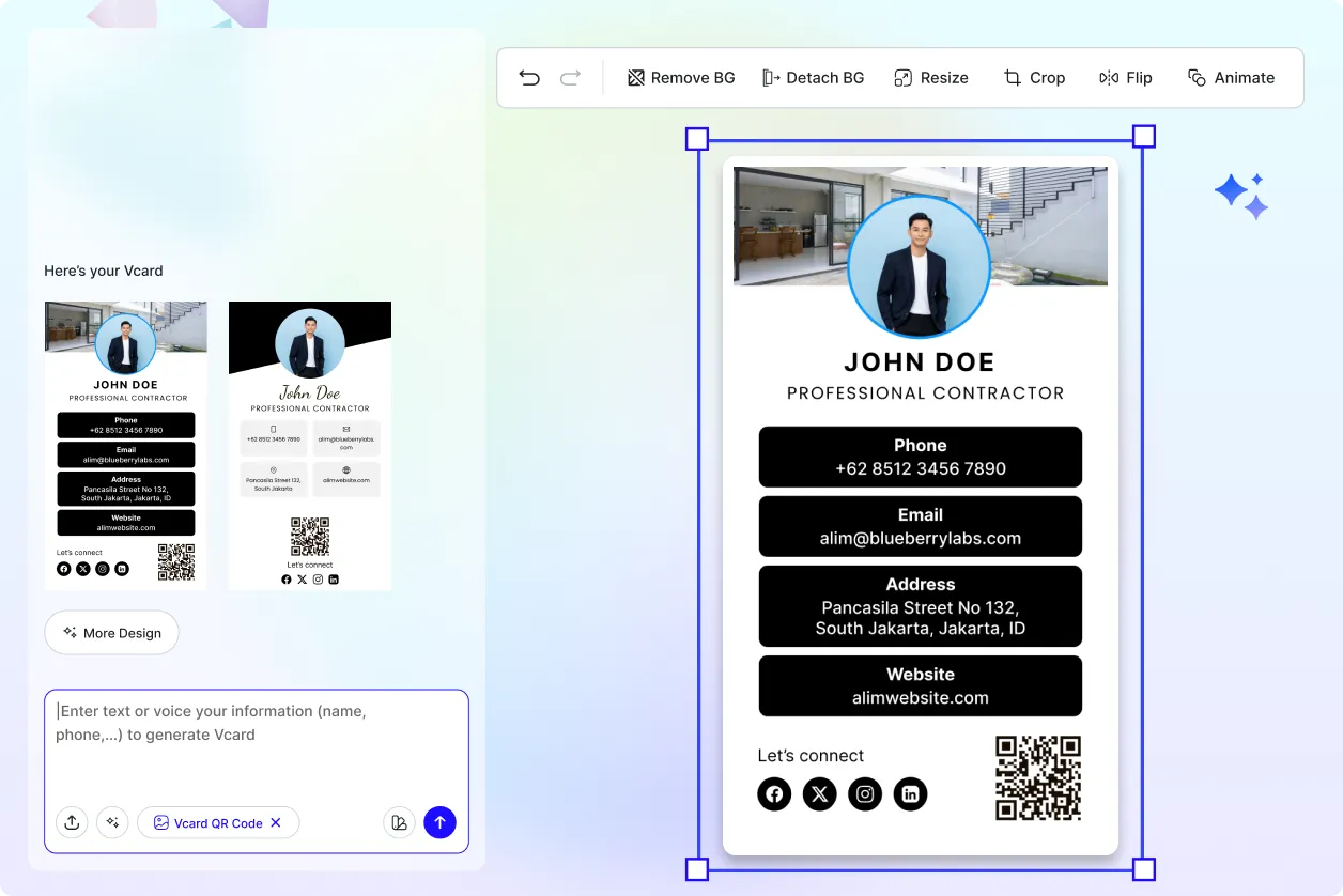 Free AI vCard QR Code Generator, Free Digital Business Card Maker Online